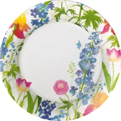 Caspari Paper Dinner Plates|Summer Garden Paper Dinner Plates in White - 8 Per Package