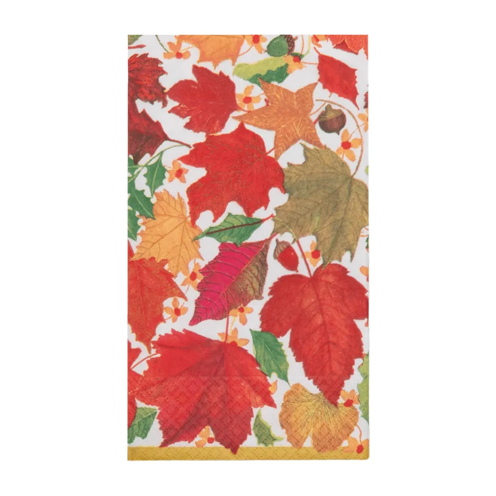 Caspari Paper Guest Towels|Swirling Leaves White Guest Towels - includes 15 Guest Towels