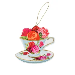 Caspari Gift Tags & Enclosure Cards|Tea Cups Decorative Die-Cut Gift Tags - 2 Per Package