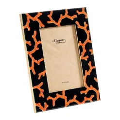 Caspari Lacquerware|Pictures, Frames & Clocks|The Coral Sea Black 4" x 6" Lacquer Picture Frame - includes 1 frame