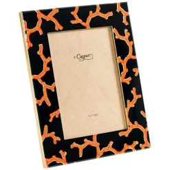 Caspari Lacquerware|Pictures, Frames & Clocks|The Coral Sea Black 5" x 7" Lacquer Picture Frame - includes 1 frame