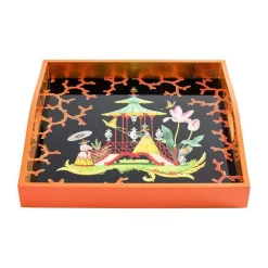 Caspari Lacquerware|Bar Trays|The Courtship Lacquer Square Tray - 1 Each