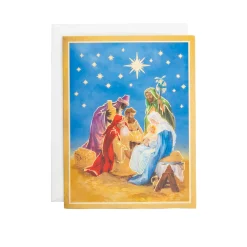 Caspari Christmas And Holiday Cards|Boxed Holiday Cards|The Holy Family And Three Kings Large Boxed Christmas Cards - includes 15 Boxed Christmas Cards