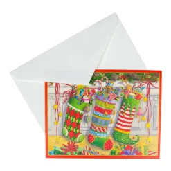 Caspari Christmas And Holiday Cards|Boxed Holiday Cards|Three Stockings Classic Boxed Christmas Cards - includes 15 cards & envelopes