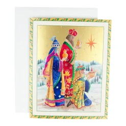 Caspari Christmas And Holiday Cards|Boxed Holiday Cards|Three Wise Men Petite Boxed Christmas Cards - includes 15 cards & envelopes