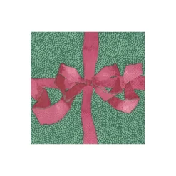 Caspari Christmas Napkins|Boxed Cocktail Napkins|Tied With A Bow Green & Plum Boxed Cocktail Napkins - 40 Per Box