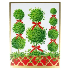 Caspari Christmas And Holiday Cards|Boxed Holiday Cards|Topiaries Boxed Christmas Cards - 15 Christmas Cards & 15 Envelopes