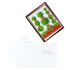 Caspari Christmas And Holiday Cards|Boxed Holiday Cards|Topiaries Boxed Christmas Cards - 15 Christmas Cards & 15 Envelopes