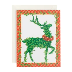 Caspari Christmas And Holiday Cards|Boxed Holiday Cards|Topiary Stag Classic Boxed Christmas Cards - includes 15 cards & envelopes