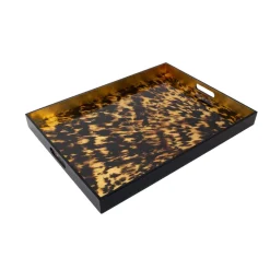 Caspari Lacquerware|New Year'S|Tortoiseshell Lacquer Oversize Rect Tray - 30X22