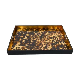 Caspari Lacquerware|New Year'S|Tortoiseshell Lacquer Oversize Rect Tray - 30X22