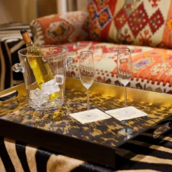 Caspari Lacquerware|New Year'S|Tortoiseshell Lacquer Oversize Rect Tray - 30X22