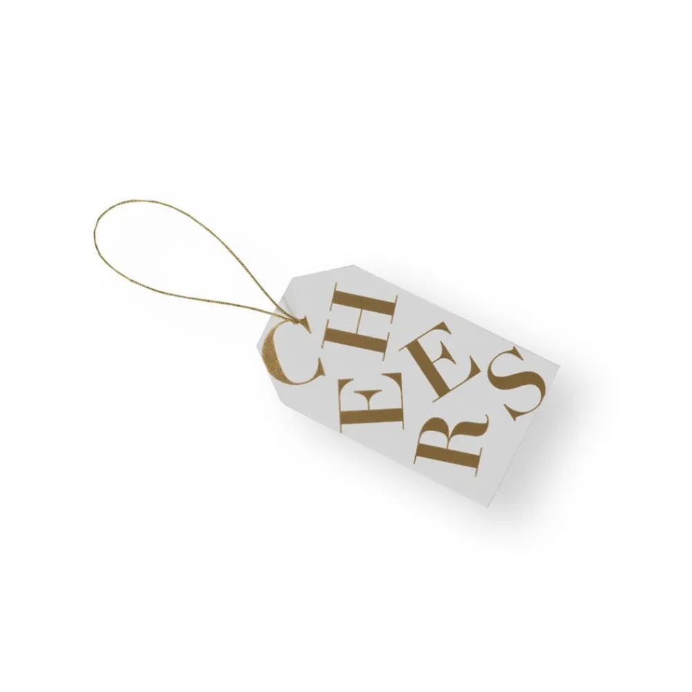 Caspari Graduation Celebration|Engagement Party|Tossed Cheers Classic Gift Tags in White & Gold Foil - 2 Per Package
