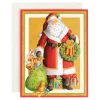 Caspari Christmas And Holiday Cards|Boxed Holiday Cards|Traditional Santa Large Boxed Christmas Cards - includes 15 cards & envelopes