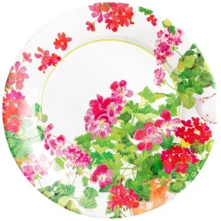 Caspari Paper Dinner Plates|Trailing Geranium Dinner Plates - 8 Per Package