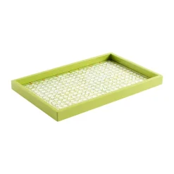 Caspari Lacquerware|Bar Trays|Trellis Lacquer Vanity Tray in Green - 1 Each