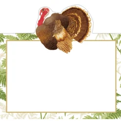 Caspari Place Cards|Turkey Among Ferns Foil Place Cards - includes 8 Cards