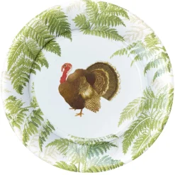 Caspari Paper Dinner Plates|Turkey Among Ferns Paper Dinner Plates - includes 8 Paper Dinner Plates