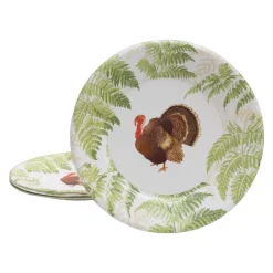 Caspari Paper Dinner Plates|Turkey Among Ferns Paper Dinner Plates - includes 8 Paper Dinner Plates
