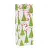 Caspari Christmas Gift & Bottle Bags|Gift & Bottle Bags|Twirling Santas Wine & Bottle Gift Bag - 1 Each