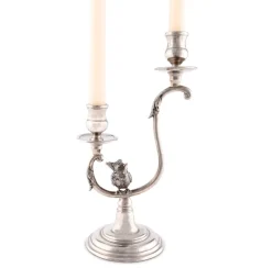 Vagabond House Lamps & Candle Holders|Candlesticks|Two Taper Pewter Song Bird Candelabra