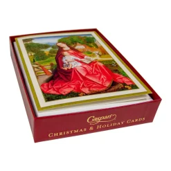 Caspari Christmas And Holiday Cards|Boxed Holiday Cards|Virgin And Child In A Garden Classic Boxed Christmas Cards - includes 15 cards & envelopes