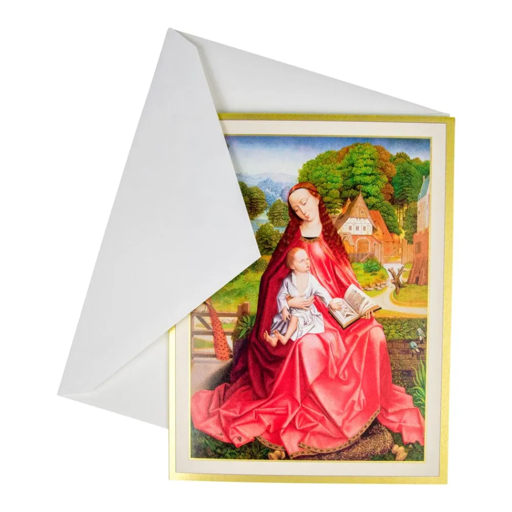 Caspari Christmas And Holiday Cards|Boxed Holiday Cards|Virgin And Child In A Garden Classic Boxed Christmas Cards - includes 15 cards & envelopes