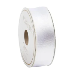 Caspari Christmas Ribbons & Bows|Ribbons & Bows|White & Ivory Reversible Satin Wired Ribbon - 10 Yard Spool