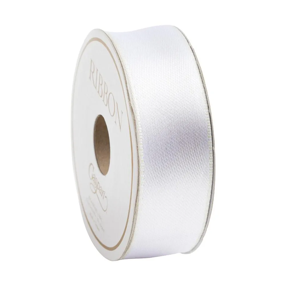 Caspari Christmas Ribbons & Bows|Ribbons & Bows|White & Ivory Reversible Satin Wired Ribbon - 10 Yard Spool