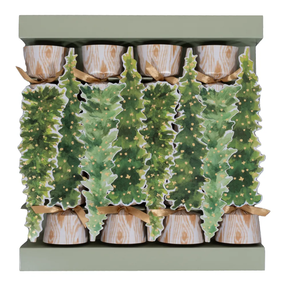 Caspari Christmas Crackers|Celebration Crackers|White Christmas 10" Luxury Cone Crackers - 8 per box