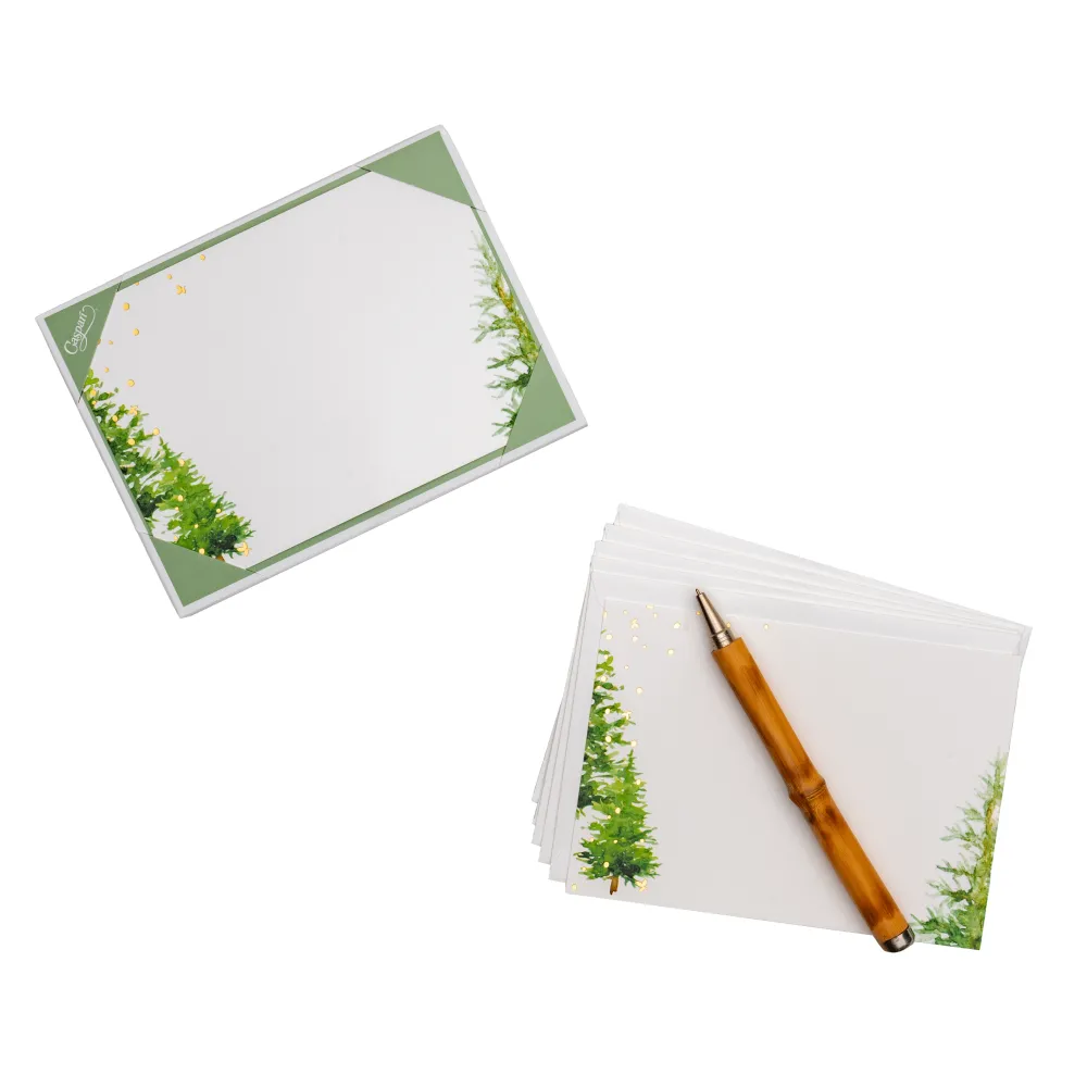 Caspari Correspondence Cards|White Christmas Foil Correspondence Cards - includes 20 Correspondence Cards