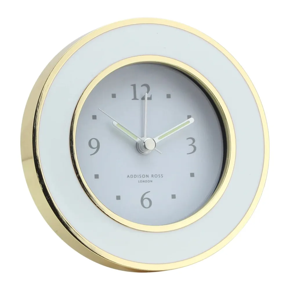 Addison Ross Pictures, Frames & Clocks|White Enamel & Gold Alarm Clock