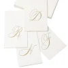 Caspari Engagement Party|Paper Guest Towels|White Pearl & Gold Paper Linen Single Initial Boxed Guest Towel Napkins - 24 Per Package