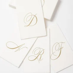 Caspari Engagement Party|Paper Guest Towels|White Pearl & Gold Paper Linen Single Initial Boxed Guest Towel Napkins - 24 Per Package