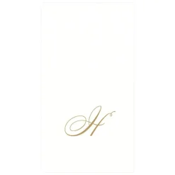 Caspari Engagement Party|Paper Guest Towels|White Pearl & Gold Paper Linen Single Initial Boxed Guest Towel Napkins - 24 Per Package