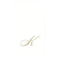 Caspari Engagement Party|Paper Guest Towels|White Pearl & Gold Paper Linen Single Initial Boxed Guest Towel Napkins - 24 Per Package