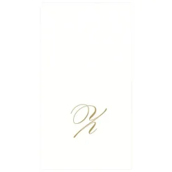 Caspari Engagement Party|Paper Guest Towels|White Pearl & Gold Paper Linen Single Initial Boxed Guest Towel Napkins - 24 Per Package