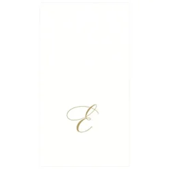 Caspari Engagement Party|Paper Guest Towels|White Pearl & Gold Paper Linen Single Initial Boxed Guest Towel Napkins - 24 Per Package