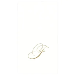 Caspari Engagement Party|Paper Guest Towels|White Pearl & Gold Paper Linen Single Initial Boxed Guest Towel Napkins - 24 Per Package