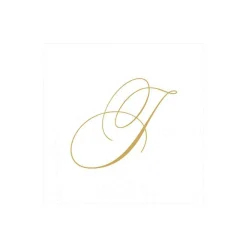 Caspari Engagement Party|Paper Cocktail Napkins|White Pearl & Gold Paper Linen Single Initial Boxed Cocktail Napkins - 30 Per Box