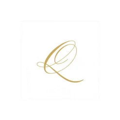 Caspari Engagement Party|Paper Cocktail Napkins|White Pearl & Gold Paper Linen Single Initial Boxed Cocktail Napkins - 30 Per Box