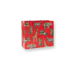 Caspari Christmas Gift & Bottle Bags|Gift & Bottle Bags|Wild Christmas Red Gift Bags