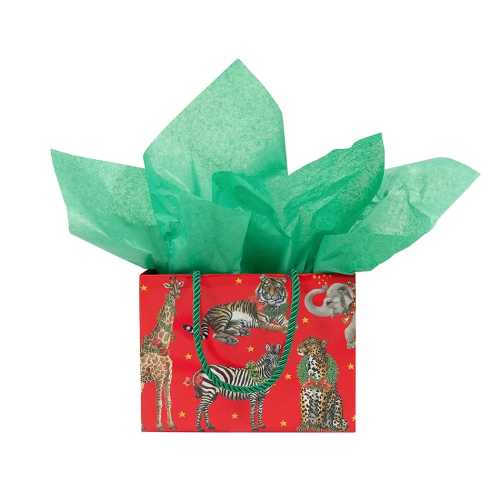 Caspari Christmas Gift & Bottle Bags|Gift & Bottle Bags|Wild Christmas Red Small Gift Bag - 1 Each