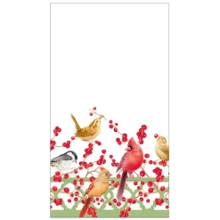 Caspari Paper Guest Towels|Winter Birds and Berries Recycled Guest Towels - includes 15 Guest Towels