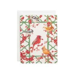 Caspari Christmas And Holiday Cards|Boxed Holiday Cards|Winter Birds And Berries Classic Boxed Christmas Cards - includes 15 cards & envelopes