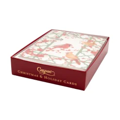 Caspari Christmas And Holiday Cards|Boxed Holiday Cards|Winter Birds And Berries Classic Boxed Christmas Cards - includes 15 cards & envelopes