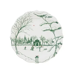 Juliska Serving Platters & Bowls|Ceramic Plates & Dinnerware|Winter Frolic Party Plates Assorted Set of 4 - Evergreen