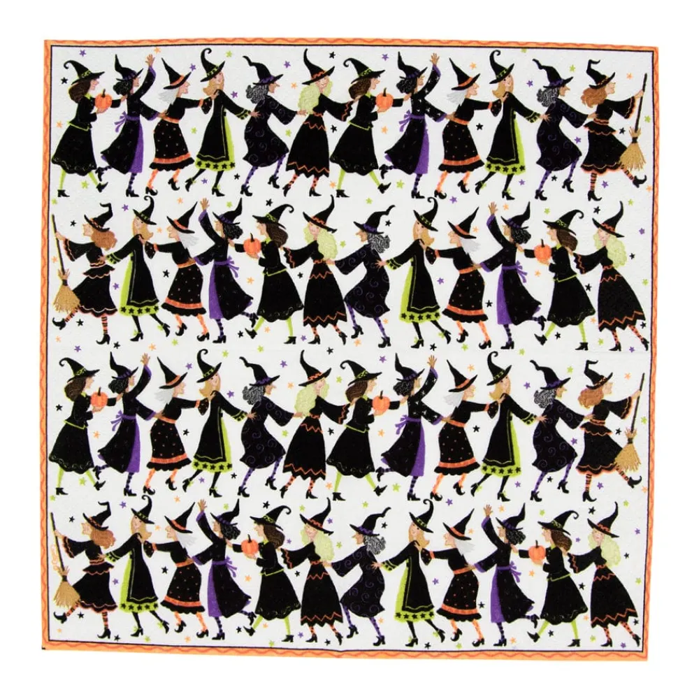 Caspari Halloween|Paper Cocktail Napkins|Witches Conga Line Cocktail Napkins - 20 Per Package