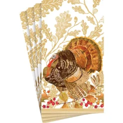 Caspari Thanksgiving|Paper Guest Towels|Woodland Turkey Paper Guest Towel Napkins - 15 Per Package