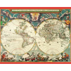 Caspari Christmas And Holiday Cards|Boxed Holiday Cards|World Map Large Boxed Christmas Cards - includes 15 cards & envelopes